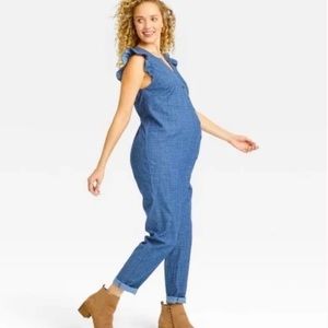 The Nines by Hatch Sleeveless Chambray Maternity Jumpsuit size XS
